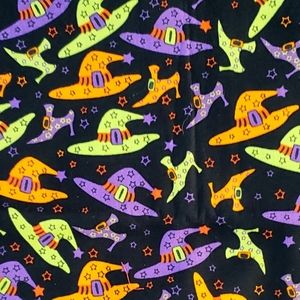 Witches Hats & Shoes Halloween Fabric, Approx 54" x 44", New
